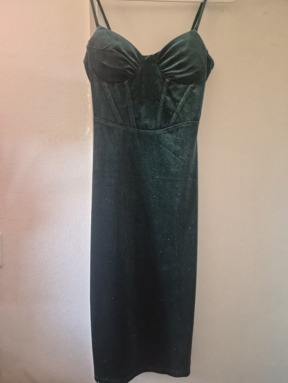 Green Velvet Bustier Midi Dress - Women